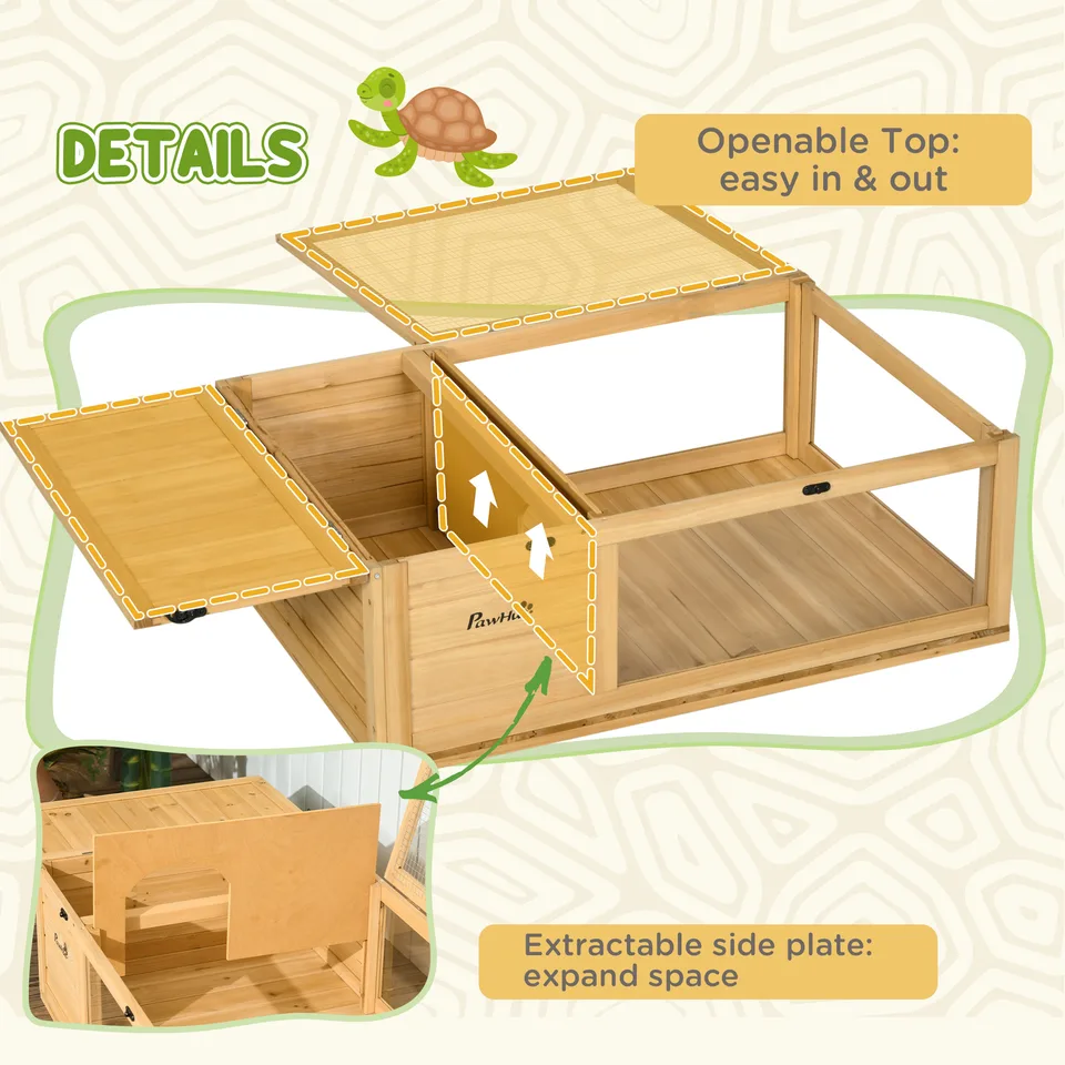 Wooden Reptile Cage with Top Access for Turtles, Lizards, Snakes, Yellow view 2