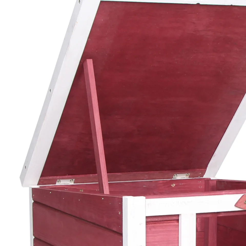 Small Wooden Rabbit Hutch Bunny Cage Guinea Pig Cage Duck House Dog House with Openable & Waterproof Roof, for Rabbits, Chickens, Ducks, Red view 3