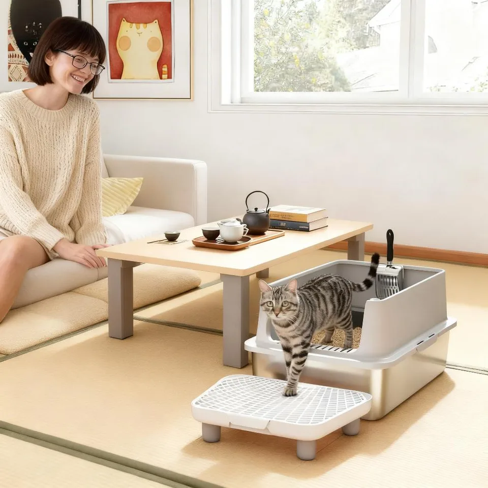 Cat Litter Box,Stainless Steel Litter Scoop