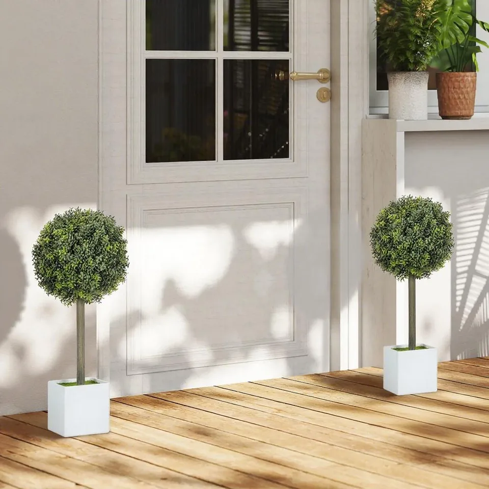 2 Pcs Artificial Plants Fake Boxwood Topiary Balls view 2