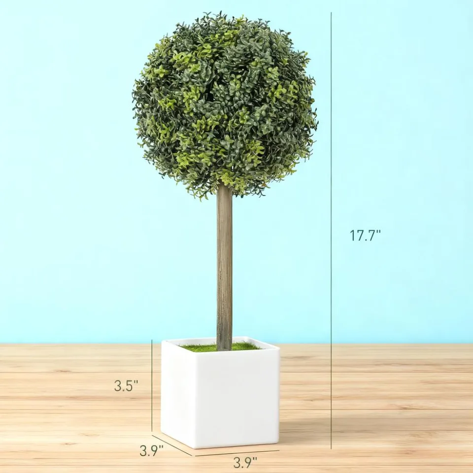 2 Pcs Artificial Plants Fake Boxwood Topiary Balls view 3
