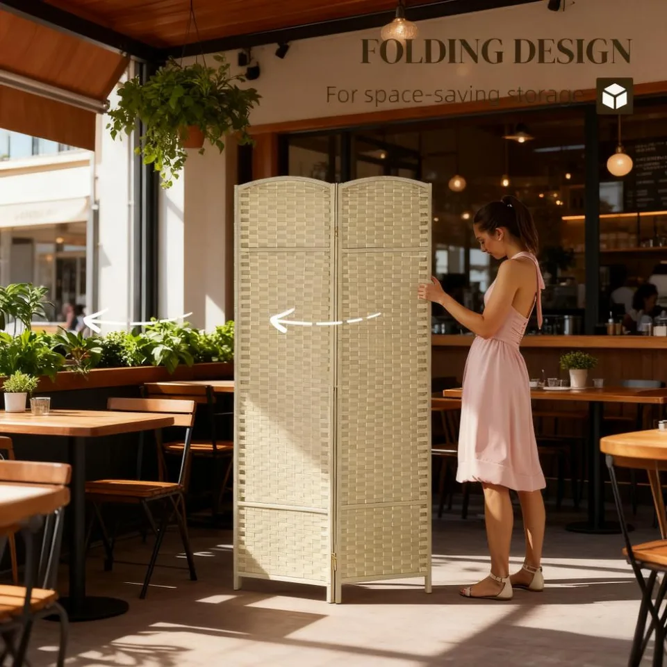 4 Panel Folding Room Divider Screen Privacy Screen Freestanding view 3