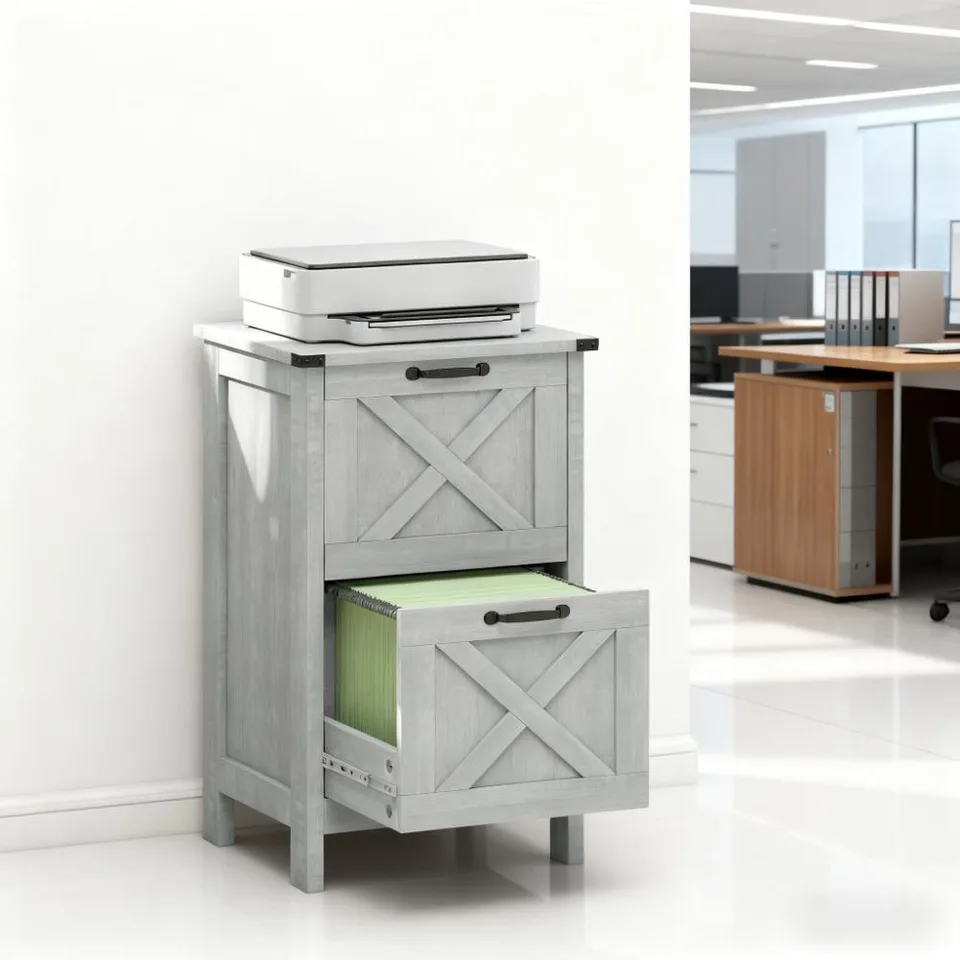 Farmhouse Office Storage Cabinet File Cabinet With 2 Drawers