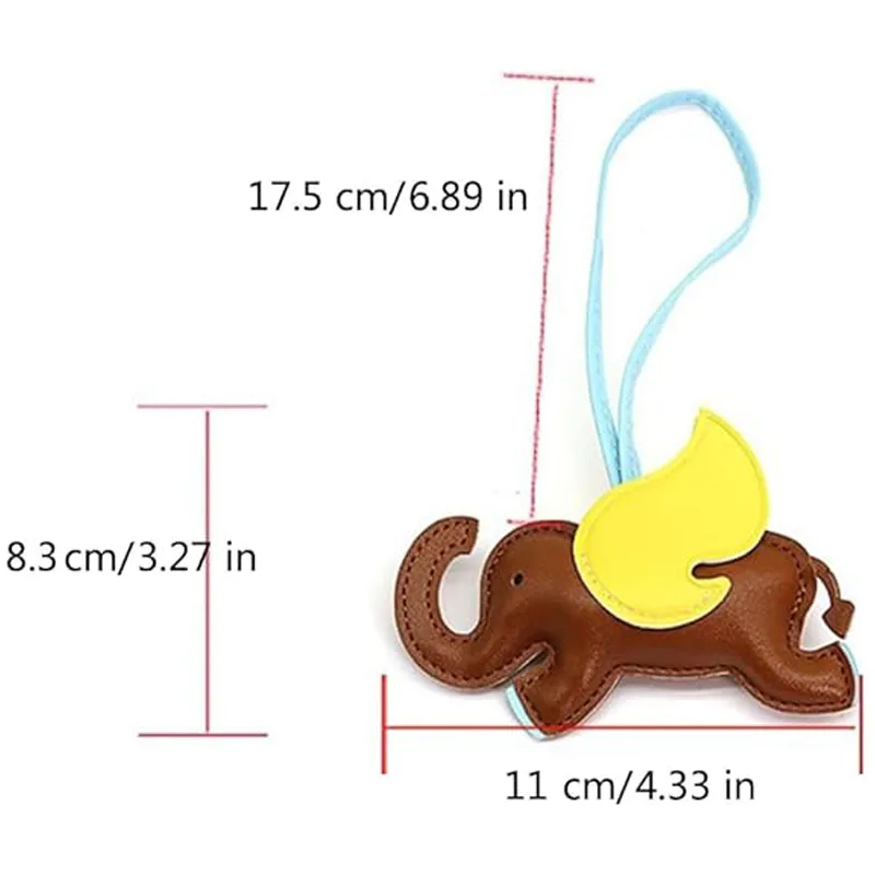 Cute Elephant Bag Pendant Keychain Chic PU Leather Keychains Phone Straps Chain Stylish Keyring,Leather Card Case And Leather Key Charm view 2