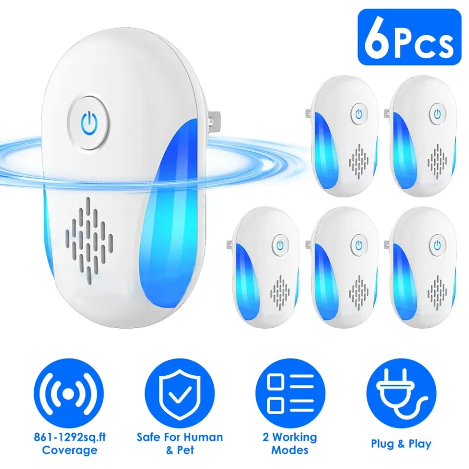 6 Pack Ultrasonic Pest Repeller, Operation Pest Wide Coverage Dual-Frequency Pest Control For Home Apartment Hotel Office Kitchen view 4