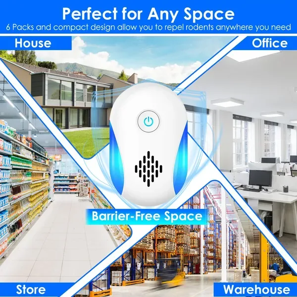 6 Pack Ultrasonic Pest Repeller, Operation Pest Wide Coverage Dual-Frequency Pest Control For Home Apartment Hotel Office Kitchen view 2