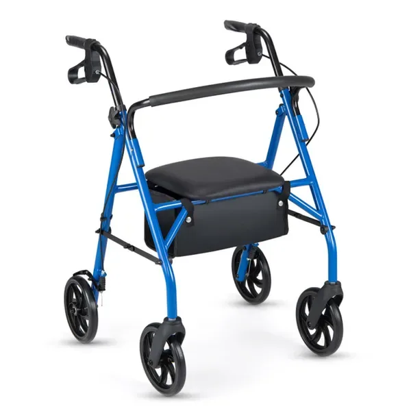 2-in-1 Rollator Walker With Seat (Blue), 8-Inch Large Wheels & Versatile Braking System, Adjustable Height view 4