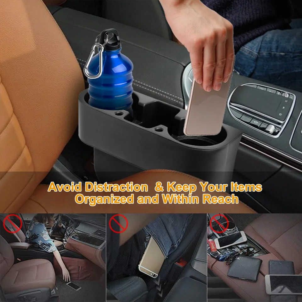 1 Pc Car Seam Cup Holder Seat Gap Wedge Drink Storage Organizer Console Side Pocket Mount Stand For Pen Phone Bottle Sunglasses view 3
