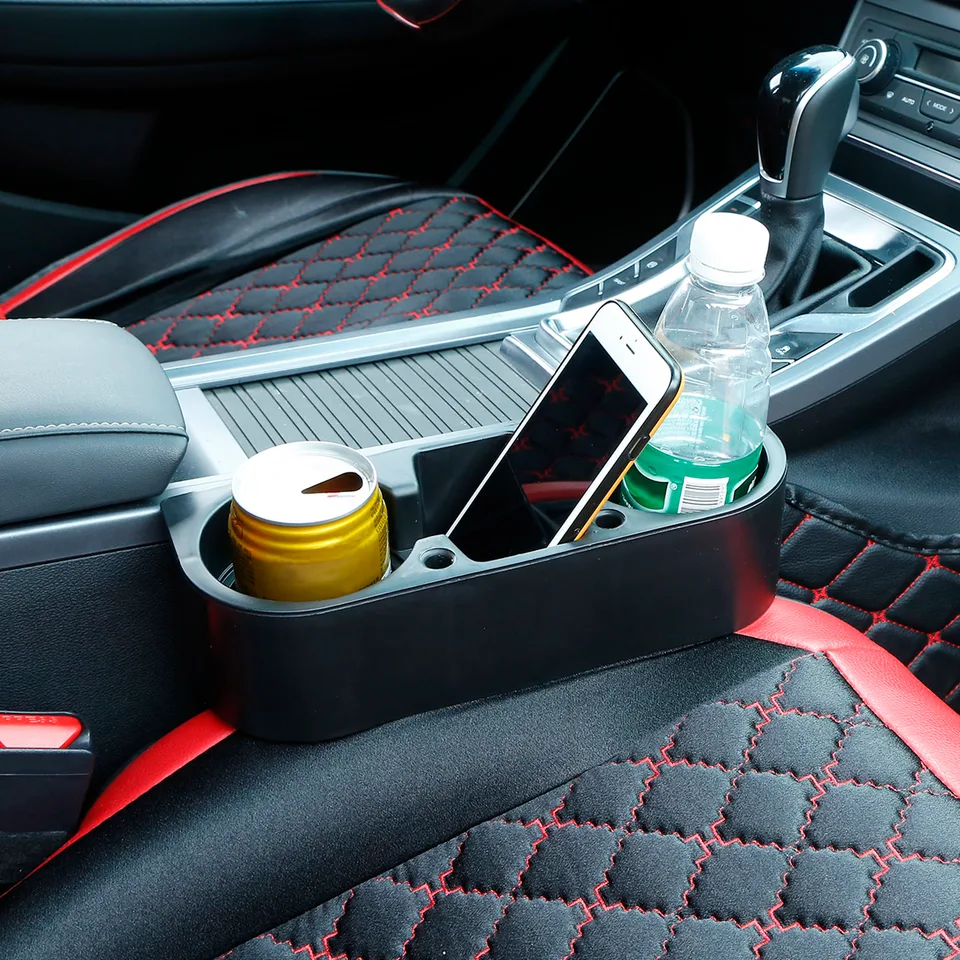1 Pc Car Seam Cup Holder Seat Gap Wedge Drink Storage Organizer Console Side Pocket Mount Stand For Pen Phone Bottle Sunglasses view 2