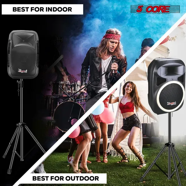 5 Core Speaker Stand Height Adjustable PA DJ Tripod Studio Monitor Stands W 35mm Compatible Insert - SS ECO 1PK BLK WoB view 3