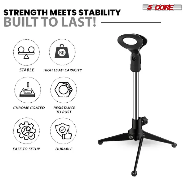 5 Core Desktop Mic Stand Tripod Universal Desk Microphone Holder Table Top Stands view 4