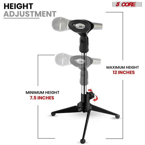 5 Core Desktop Mic Stand Tripod Universal Desk Microphone Holder Table Top Stands view 2
