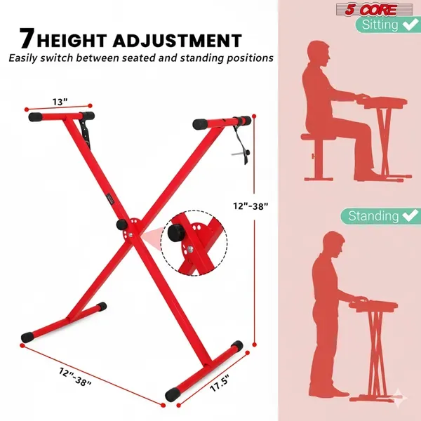 5 Core Keyboard Stand X Shape Adjustable Foldable Portable Key Board Stands W Locking Strap view 5