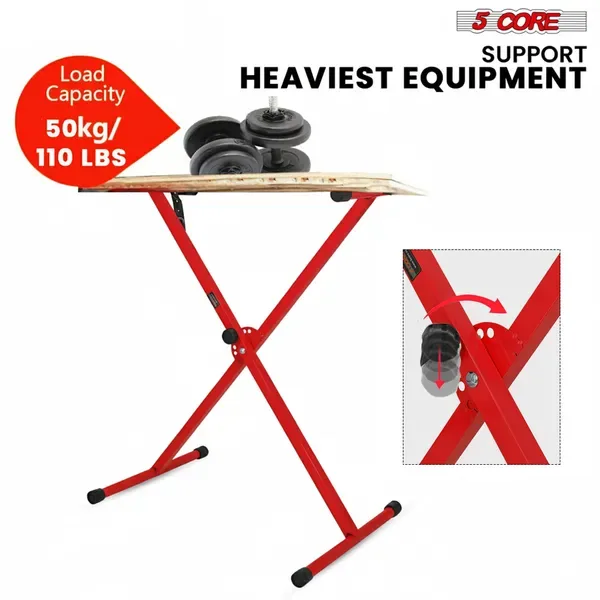 5 Core Keyboard Stand X Shape Adjustable Foldable Portable Key Board Stands W Locking Strap view 3