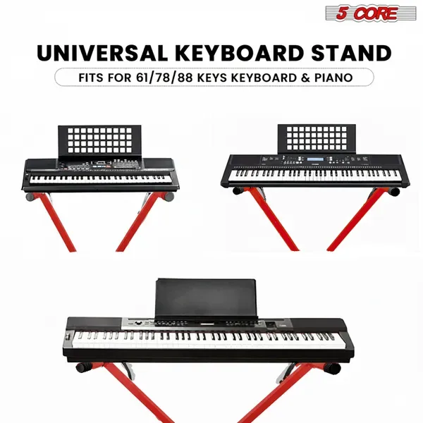 5 Core Keyboard Stand X Shape Adjustable Foldable Portable Key Board Stands W Locking Strap view 2