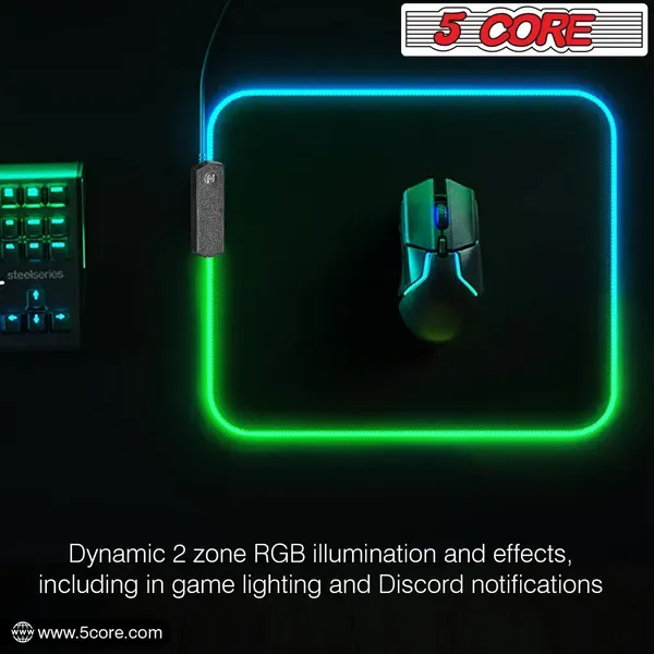 5 Core Gaming Mouse Pad RGB 12 Light Modes 2 Zone Desk Mouse Mat W Rubber Base view 3