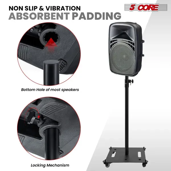 5 Core Speaker Stand 2 Pc Heavy Duty Adjustable Height 61" DJ PA Stands 35mm Mount 100 Lb Capacity view 4
