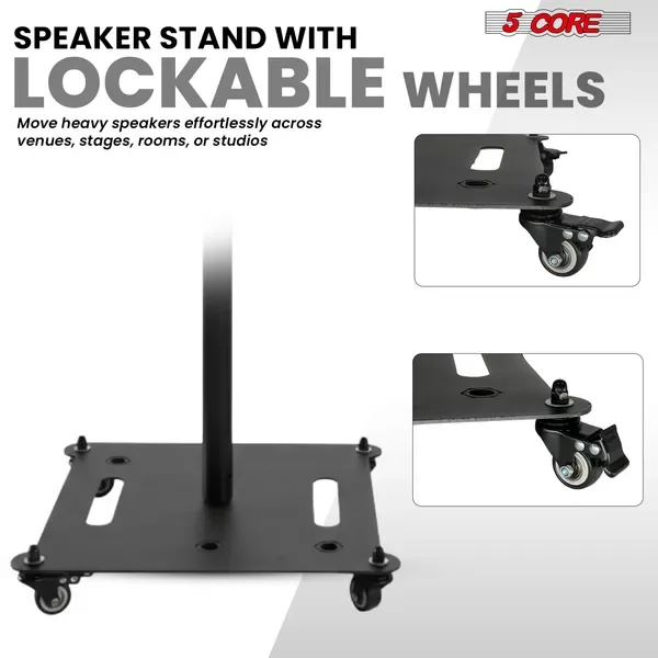 5 Core Speaker Stand 2 Pc Heavy Duty Adjustable Height 61" DJ PA Stands 35mm Mount 100 Lb Capacity view 3