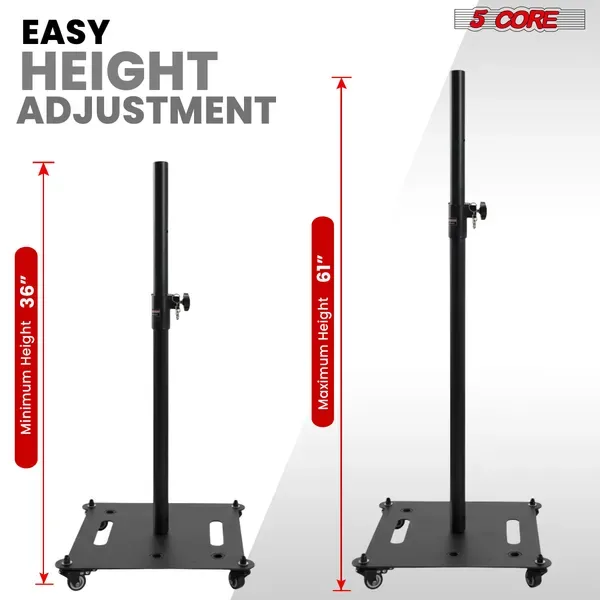 5 Core Speaker Stand 2 Pc Heavy Duty Adjustable Height 61" DJ PA Stands 35mm Mount 100 Lb Capacity view 2