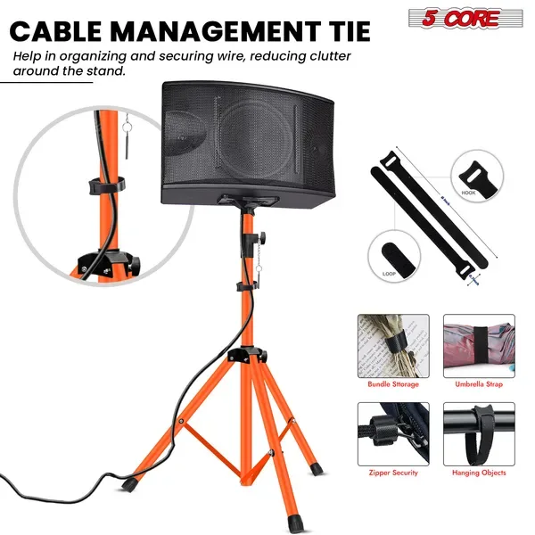 5 Core Speaker Stand Pair Height Adjustable PA DJ Tripod Studio Monitor Stands W 35mm Compatible Insert - SS ECO 2PK ORG WoB view 5