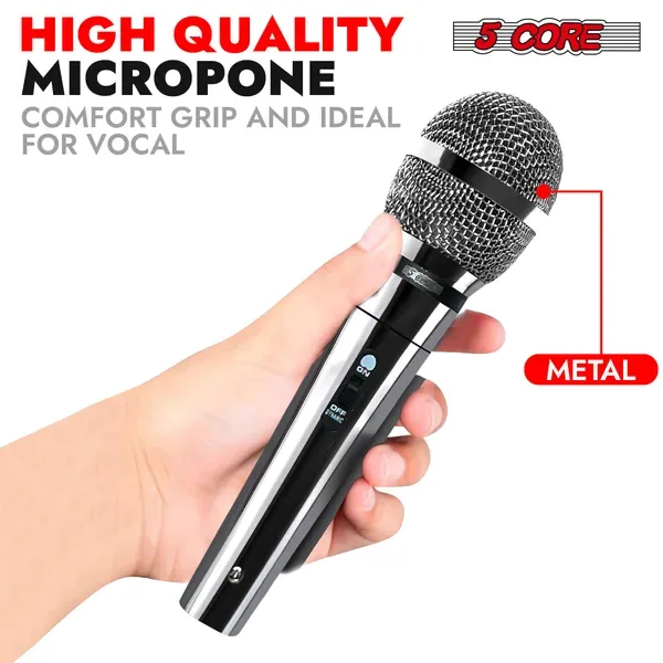 5 CORE Microphone Dynamic Vocal Handheld Mic Cardioid Unidirectional Microfono W On Off Switch + XLR Audio Cable For Singing Karaoke Public view 3