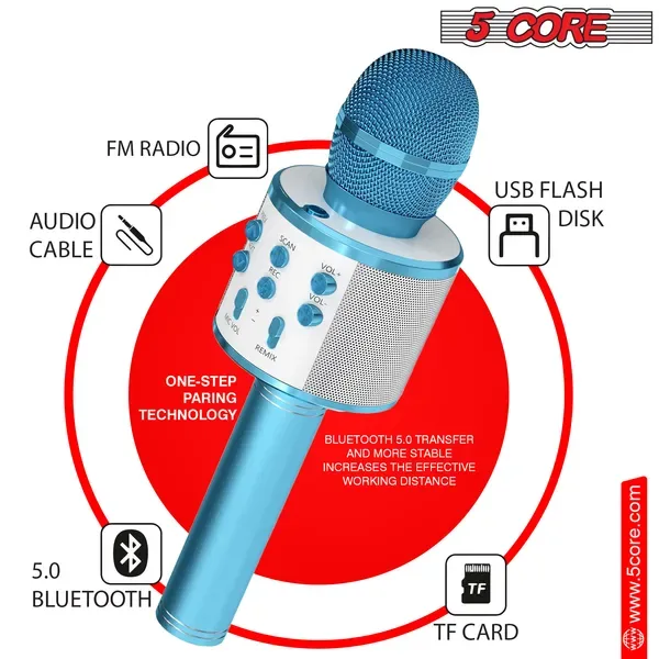5 Core Microphone Wireless Karaoke Mic With Speaker 3 In 1 Portable Bluetooth Microfono Inalambrico view 3