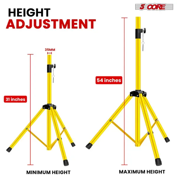 5 Core Speaker Stand Adjustable 31 To 54" PA DJ Tripod Stands Heavy Duty W 35mm Insert 132 Lbs view 2
