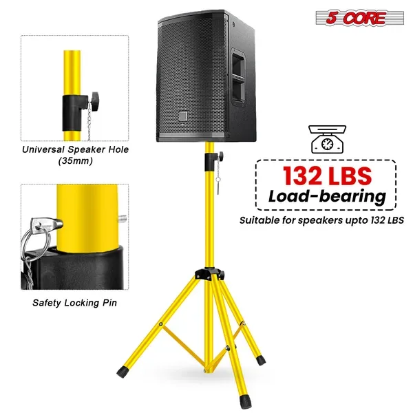 5 Core Speaker Stand Adjustable 31 To 54" PA DJ Tripod Stands Heavy Duty W 35mm Insert 132 Lbs view 4