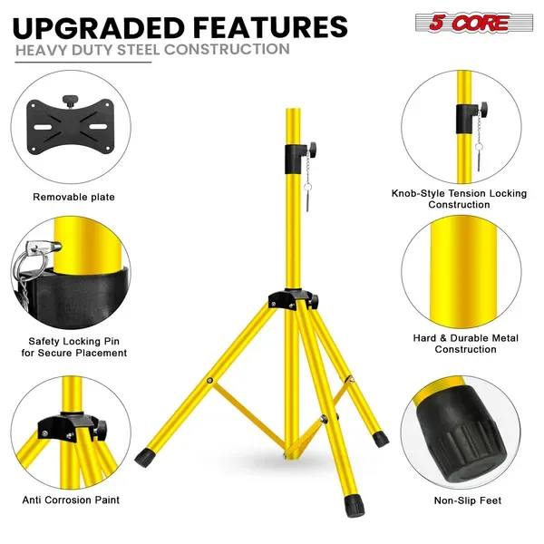 5 Core Speaker Stand Adjustable 31 To 54" PA DJ Tripod Stands Heavy Duty W 35mm Insert 132 Lbs view 5