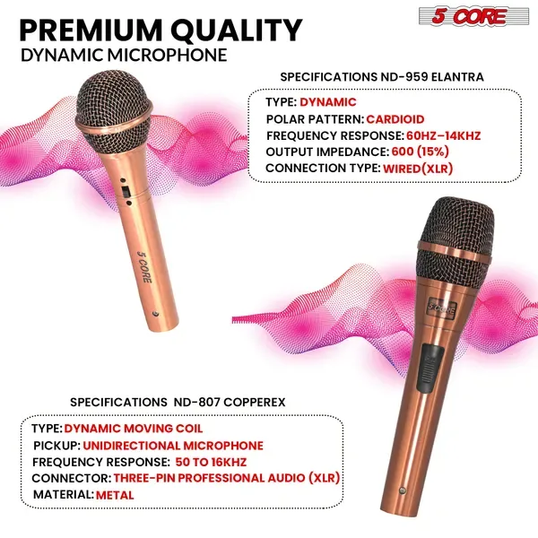 5 Core Couple Karaoke Microphone Pair Handheld Dynamic XLR Mic For Him & Her Clear Sound Stylish Look view 2