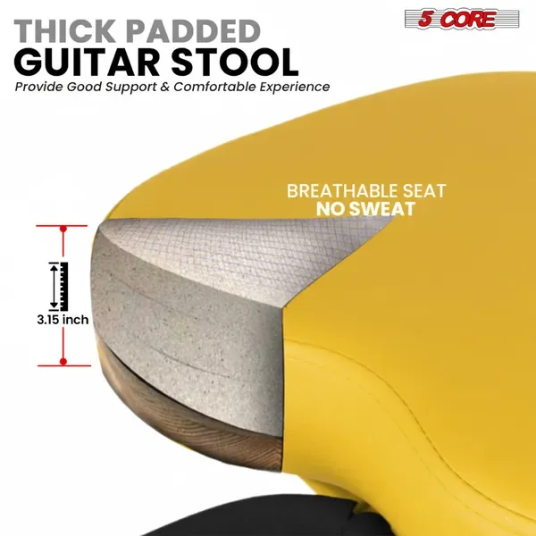 5 Core Guitar Stool 3.15" Padded Chair Foldable Heavy Duty Music Seat Built In Foot Rest Guitar Stand view 5