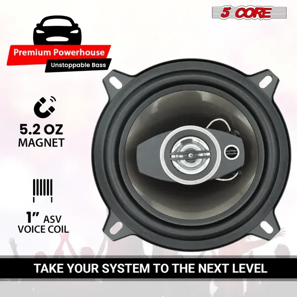 5Core Coaxial Car Door Speakers 5' Pair 350W 4Ohm 2 Way Component Subwoofer Audio W Super Tweeter view 4