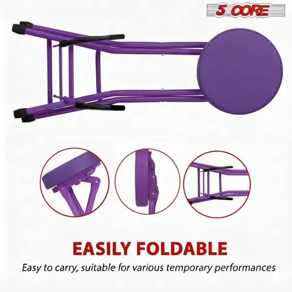 5 Core Guitar Stool 3.15" Padded Chair Foldable Heavy Duty Music Seat Built In Foot Rest Guitar Stand view 3