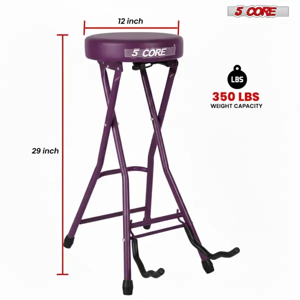 5 Core Guitar Stool 3.15" Padded Chair Foldable Heavy Duty Music Seat Built In Foot Rest Guitar Stand view 4