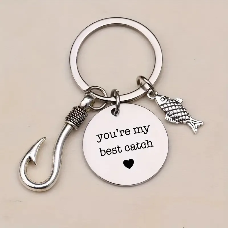 4pcs Stainless Steel Mountaineering Chain Keychain Metal Fishing Enthusiast Gift With Cartoon Style Fish Hook view 5