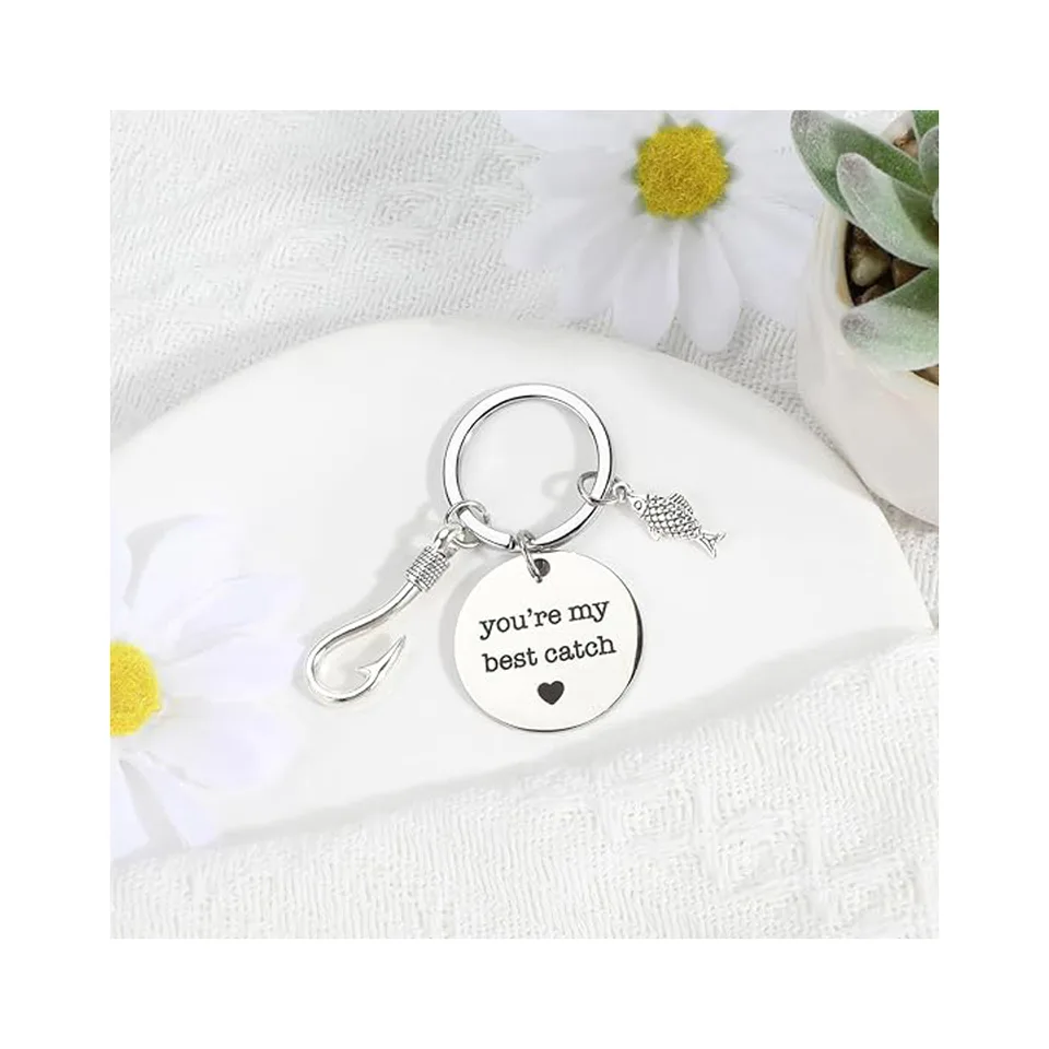 4pcs Stainless Steel Mountaineering Chain Keychain Metal Fishing Enthusiast Gift With Cartoon Style Fish Hook view 7