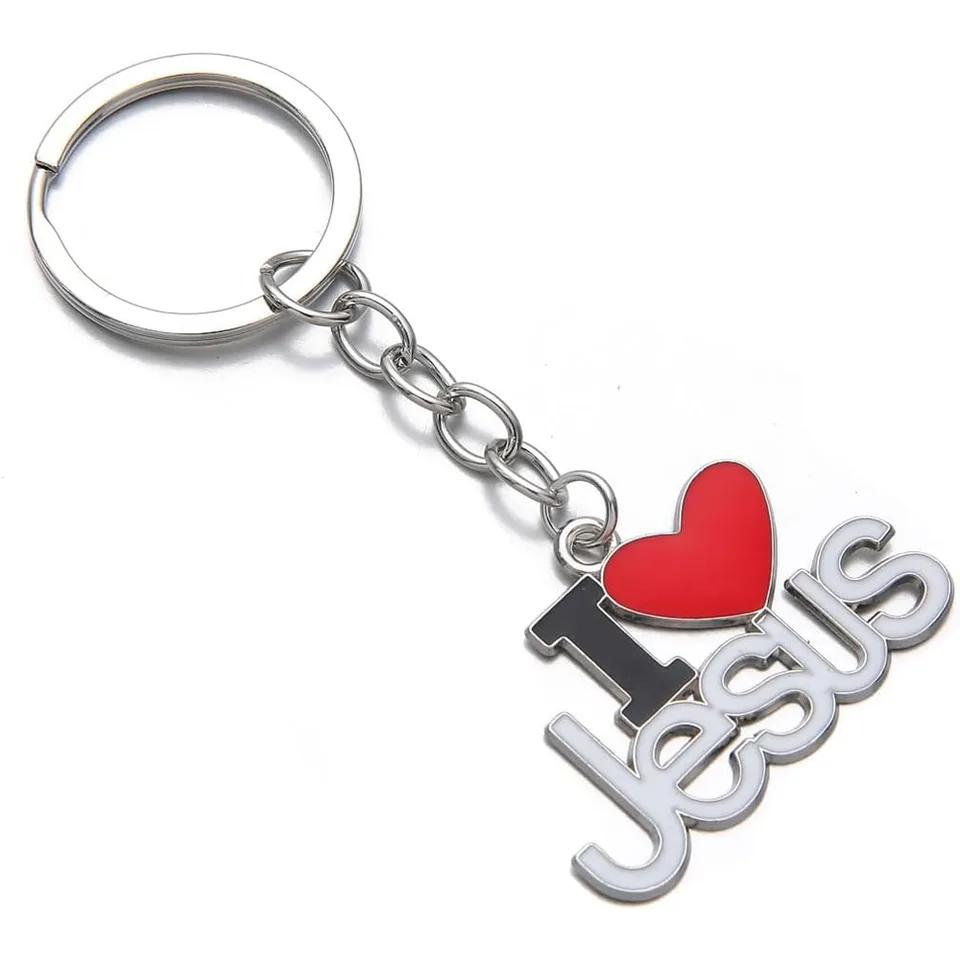 2pcs Jesus Pendants Keyrings Keychains Religious Door Car Key Holders Jesus Key Rings Religious Favors For Christians Easter Prayer Gifts view 5