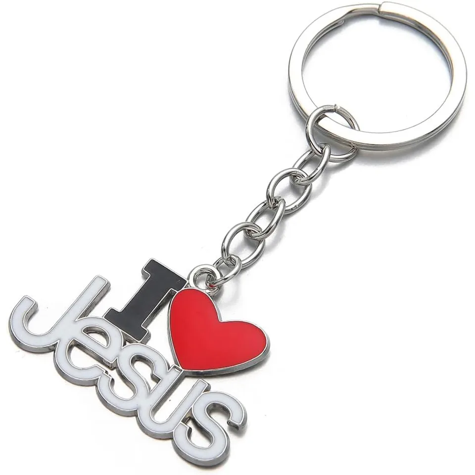 2pcs Jesus Pendants Keyrings Keychains Religious Door Car Key Holders Jesus Key Rings Religious Favors For Christians Easter Prayer Gifts view 2