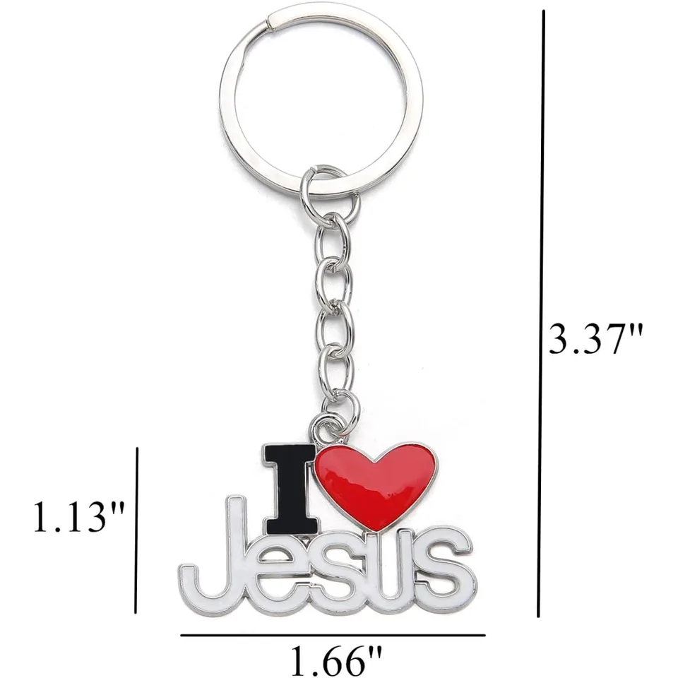 2pcs Jesus Pendants Keyrings Keychains Religious Door Car Key Holders Jesus Key Rings Religious Favors For Christians Easter Prayer Gifts view 6