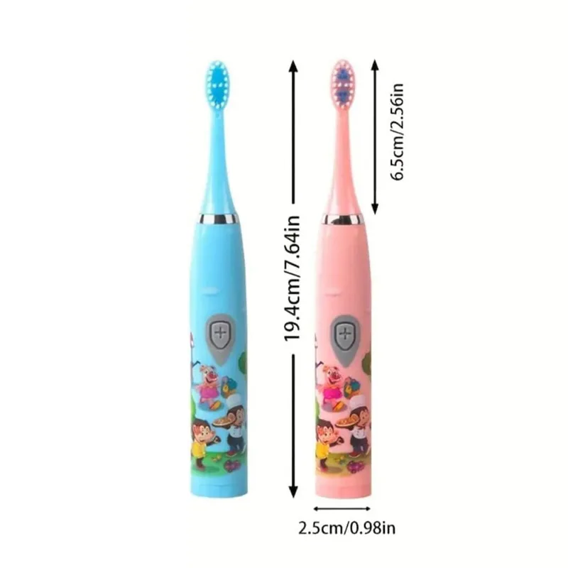 Children Sonic Electric Toothbrush IPX6 Waterproof Colorful Cartoon For Kid Use Soft Bristle Replaceable With 6 Tooth Brush Heads view 4