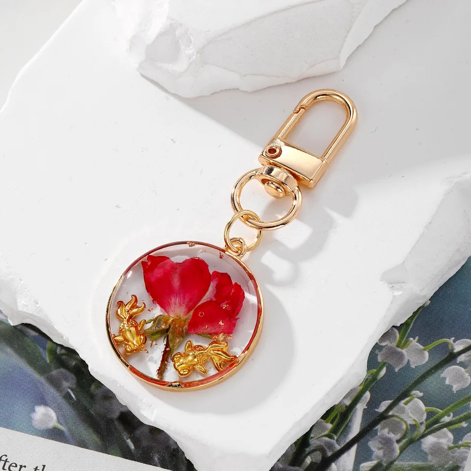 Handmade Resin Pressed-Flower Keychain view 3