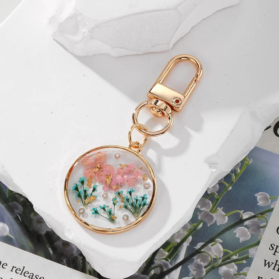 Handmade Resin Pressed-Flower Keychain view 2