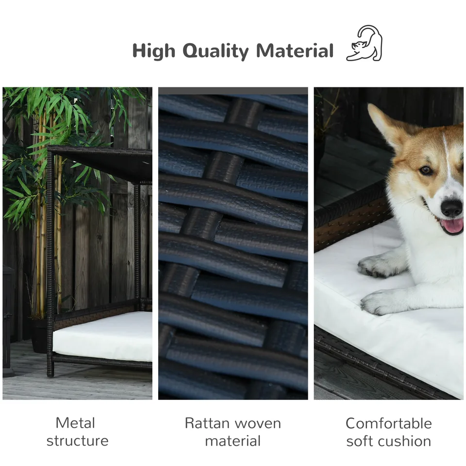 Dog House Raised Rattan Puppy Bed , Brown view 7