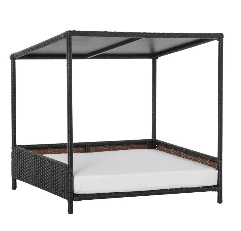 Dog House Raised Rattan Puppy Bed , Brown view 4