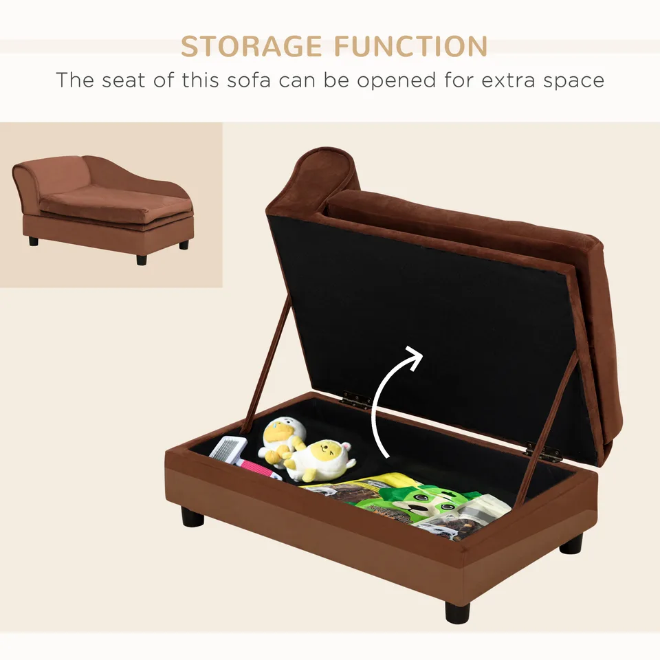 Pet Sofa Dog Sofa For Small Dogs With Storage, Brown view 4