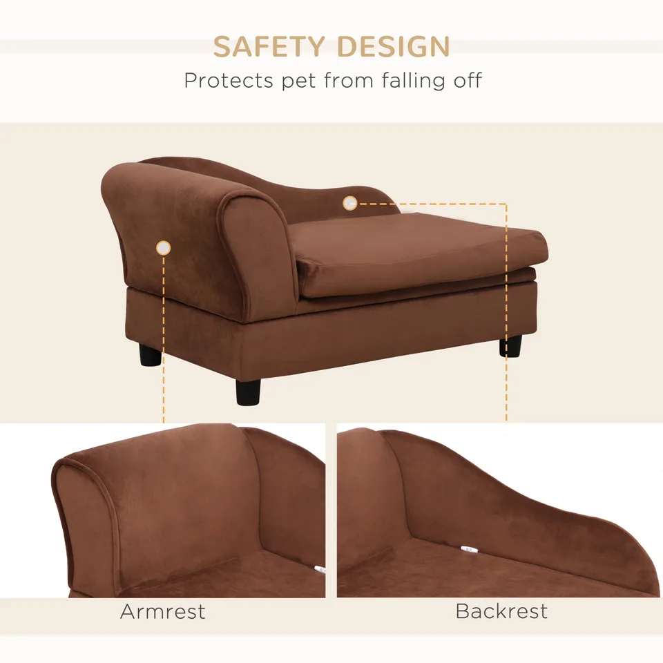 Pet Sofa Dog Sofa For Small Dogs With Storage, Brown view 3