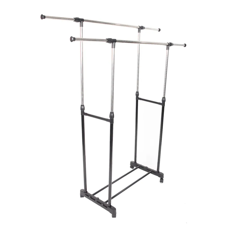 Clothes Garment Rack Rolling Portable Hanging Rack,Double Rail Adjustable Extendable Hanger Rail Stand Collapsible Clothing Rack Shelf With view 2