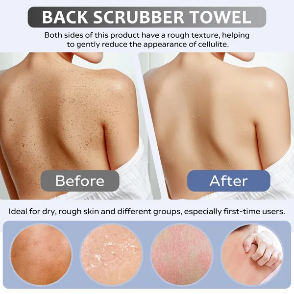 Premium Bamboo Fiber Exfoliating Body Scrubber Towel Deep Clean & Gentle Exfoliation For Smooth Skin-Grey view 5