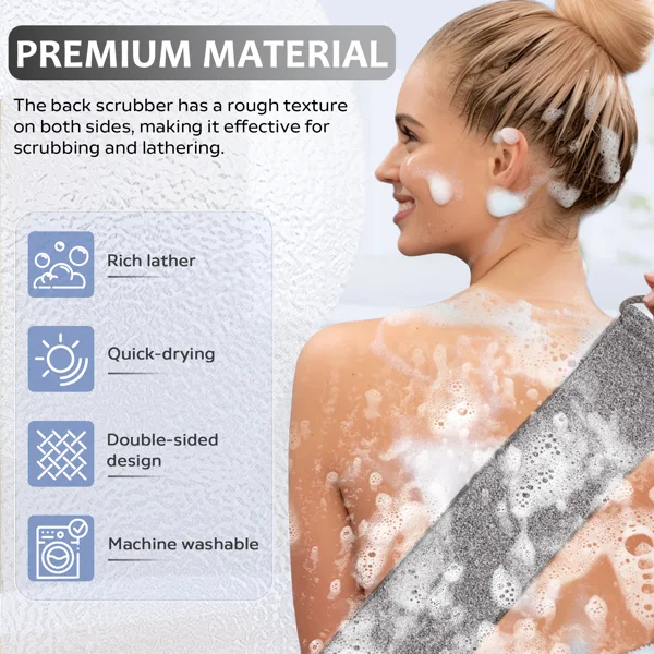 Premium Bamboo Fiber Exfoliating Body Scrubber Towel Deep Clean & Gentle Exfoliation For Smooth Skin-Grey view 4