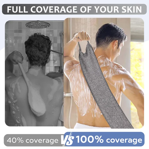Premium Bamboo Fiber Exfoliating Body Scrubber Towel Deep Clean & Gentle Exfoliation For Smooth Skin-Grey view 2